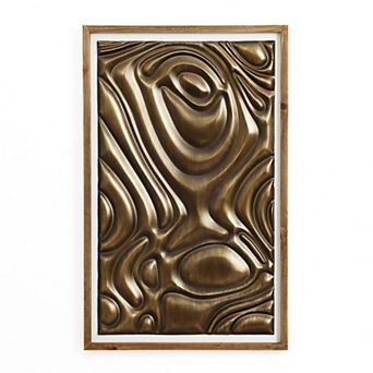 LuxenHome Gold Metal Abstract Wood Framed 20"W x 32" H Wall Decor