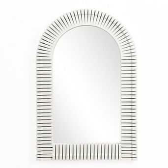 LuxenHome White Arch Rectangle 36-Inch Tall Wall Mirror, Accent and Vanity