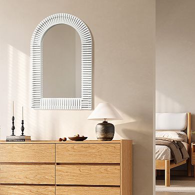 LuxenHome White Arch Rectangle 36-Inch Tall Wall Mirror, Accent and Vanity