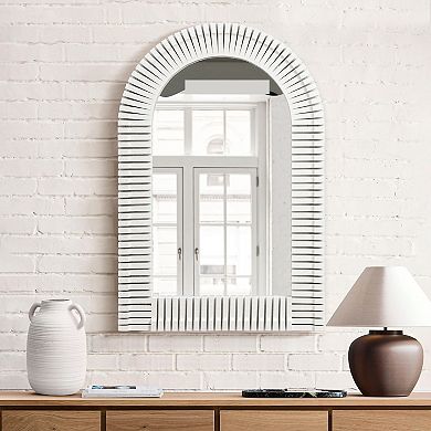 LuxenHome White Arch Rectangle 36-Inch Tall Wall Mirror, Accent and Vanity
