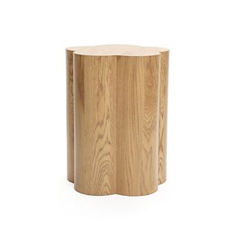 LuxenHome Wood Grain Manufactured Wood 20.5-Inch Tall Round End and Side Table