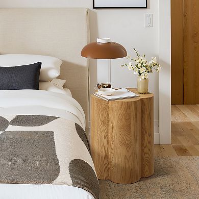 LuxenHome Wood Grain Manufactured Wood 20.5-Inch Tall Round End and Side Table