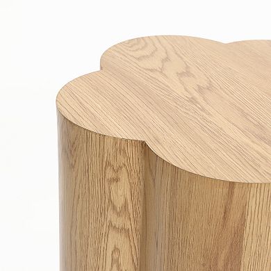 LuxenHome Wood Grain Manufactured Wood 20.5-Inch Tall Round End and Side Table