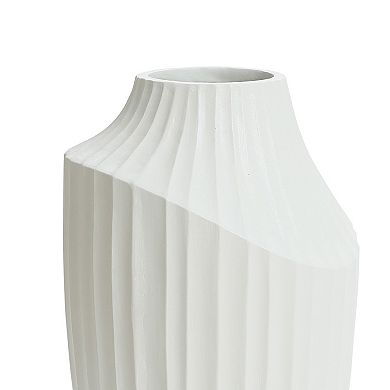 LuxenHome White MgO Modern Abstract Sculpture 20-Inch Tall Vase