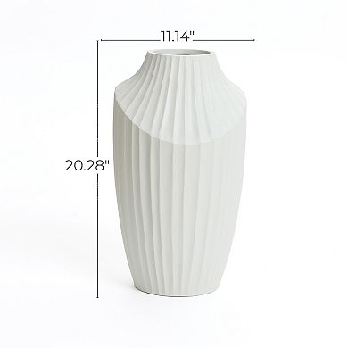 LuxenHome White MgO Modern Abstract Sculpture 20-Inch Tall Vase