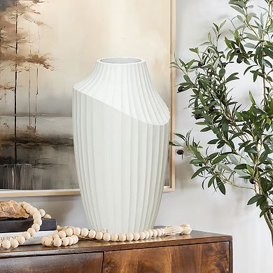 LuxenHome White MgO Modern Abstract Sculpture 20-Inch Tall Vase