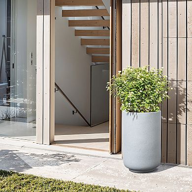 LuxenHome Minimalistic Modern Gray Round MgO Planter