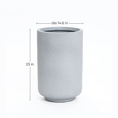 LuxenHome Minimalistic Modern Gray Round MgO Planter