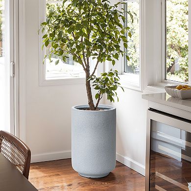 LuxenHome Minimalistic Modern Gray Round MgO Planter