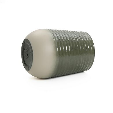 LuxenHome Emerald Ribbed Top with Ivory Bottom Resin Round Planter