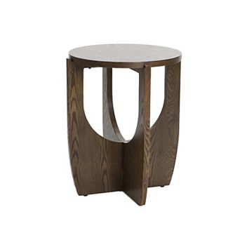 LuxenHome 20-Inch Round Wood Side Table with Walnut Finish