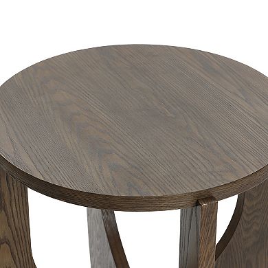 LuxenHome 20-Inch Round Wood Side Table with Walnut Finish