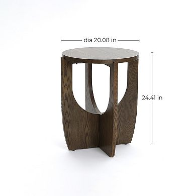 LuxenHome 20-Inch Round Wood Side Table with Walnut Finish