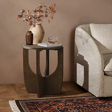 LuxenHome 20-Inch Round Wood Side Table with Walnut Finish