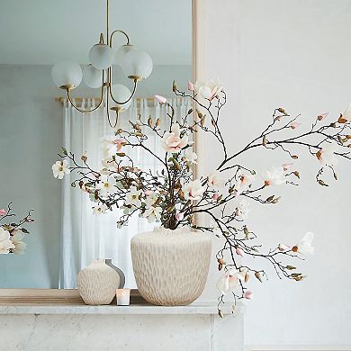 LuxenHome Beige Beehive Round 12.8-Inch Tall MgO Vase