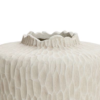 LuxenHome Beige Beehive Round 12.8-Inch Tall MgO Vase