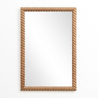 LuxenHome Beech Wood Frame Rectangle 35.4-Inch Tall Wall Mirror, Accent and Vanity
