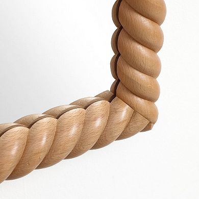 LuxenHome Beech Wood Frame Rectangle 35.4-Inch Tall Wall Mirror, Accent and Vanity