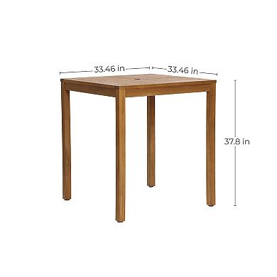 LuxenHome Outdoor Acacia Wood 37-Inch Counter Height 4-Person Dining Table