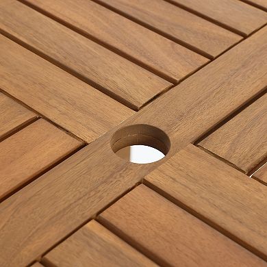 LuxenHome Outdoor Acacia Wood 37-Inch Counter Height 4-Person Dining Table