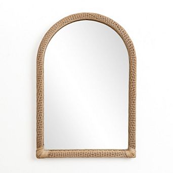 LuxenHome Bamboo Frame Arch Rectangle Accent Wall and Vanity Wall Mirror