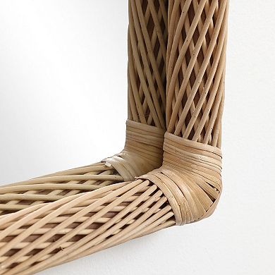 LuxenHome Bamboo Frame Arch Rectangle Accent Wall and Vanity Wall Mirror