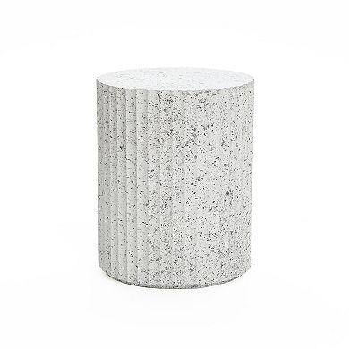 LuxenHome 2-Piece White with Gray Flecks Manufactured Wood Nesting Side Table Set