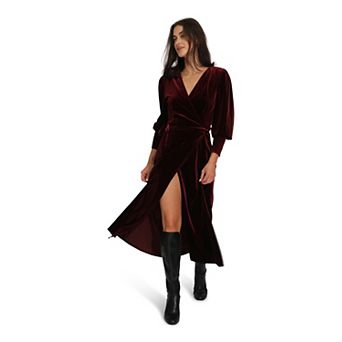 Current Mood Velvet Wrap Dress
