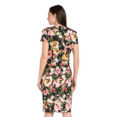 Women's R&M Richards Floral Print Scuba Short Sleeve Dress