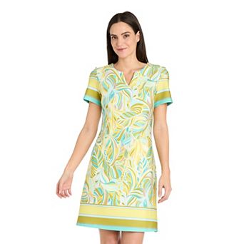 Women's R&M Richards Short Sleeve Border Print Dress