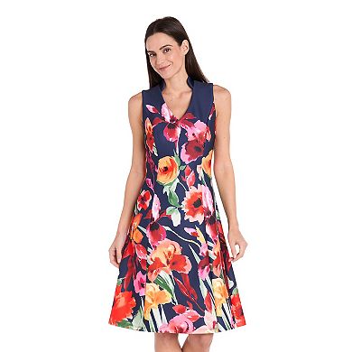 Women's R&M Richards Sleeveless Collared Fit and Flare Dress