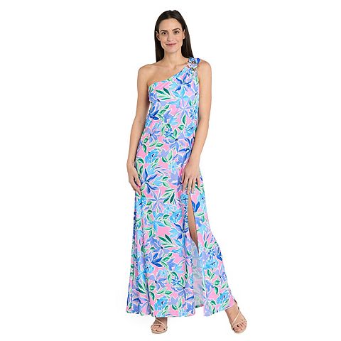 Женские платья R&M Women's R&M Richards Long Multi Floral One Shoulder Dress