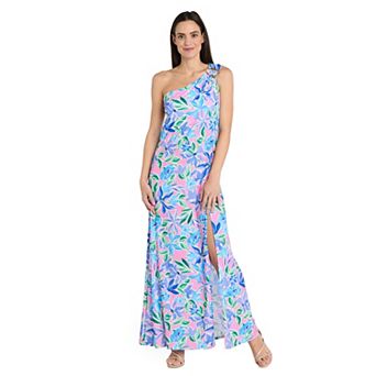 Women's R&M Richards Long Multi Floral One Shoulder Dress