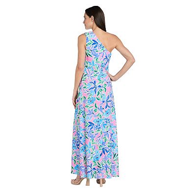 Women's R&M Richards Long Multi Floral One Shoulder Dress