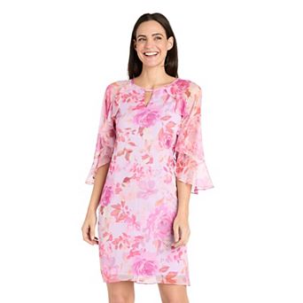 Women's R&M Richards Ruffle Sleeves Keyhole A-Line Dress