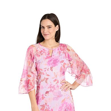Women's R&M Richards Ruffle Sleeves Keyhole A-Line Dress