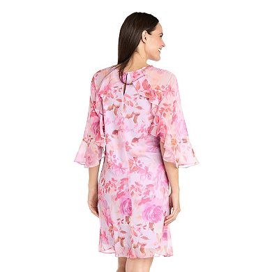 Women's R&M Richards Ruffle Sleeves Keyhole A-Line Dress