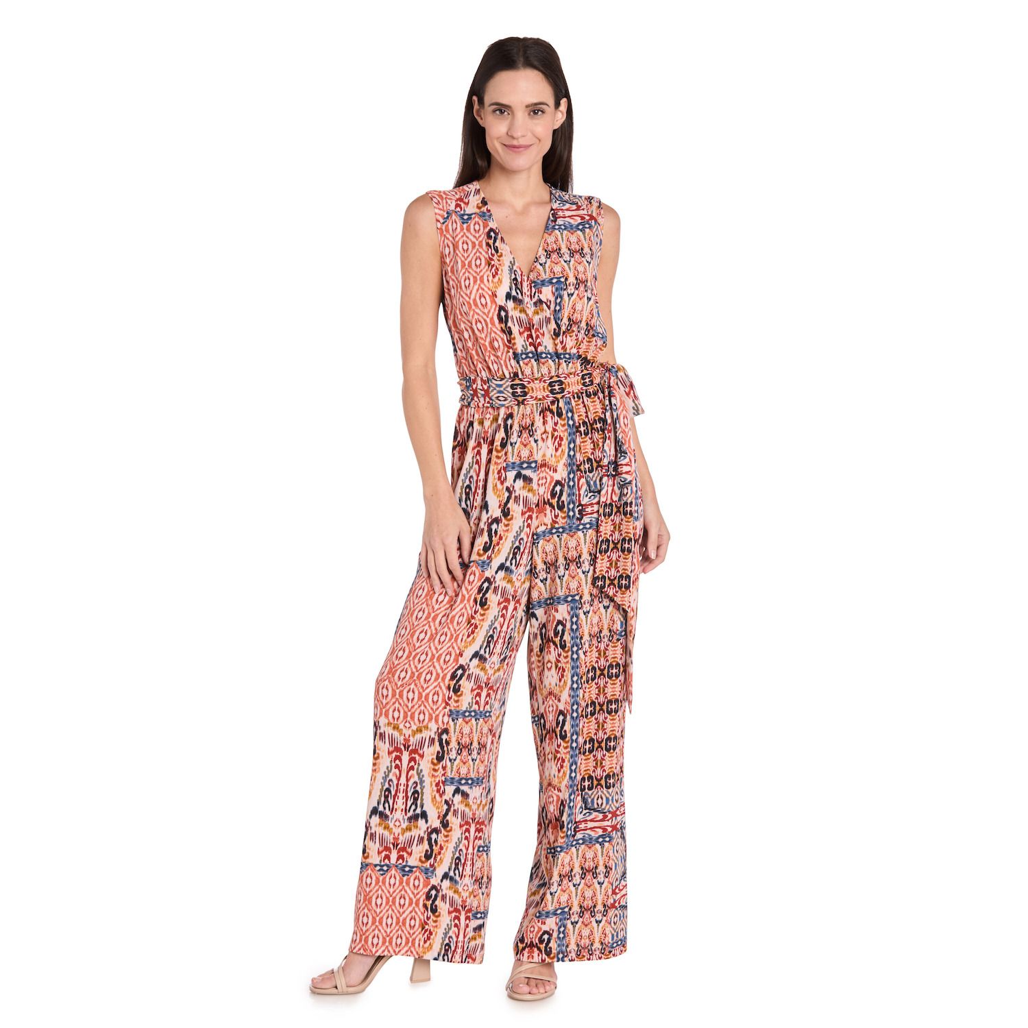 Женские комбинезоны R&M Richards Self Tie Wrap Printed Jumpsuit