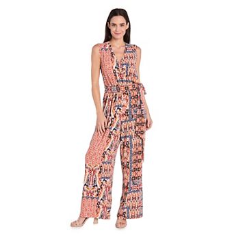 Women's R&M Richards Self Tie Wrap Printed Jumpsuit