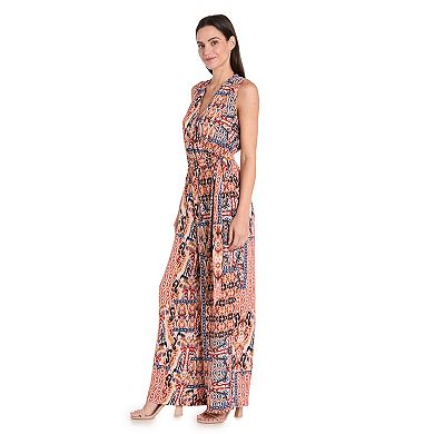 Women's R&M Richards Self Tie Wrap Printed Jumpsuit