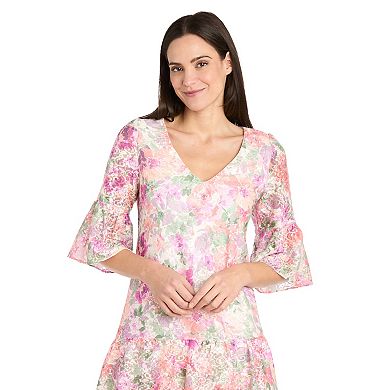 Women's R&M Richards 3/4 Sleeve Tiered Hem A-Line Dress