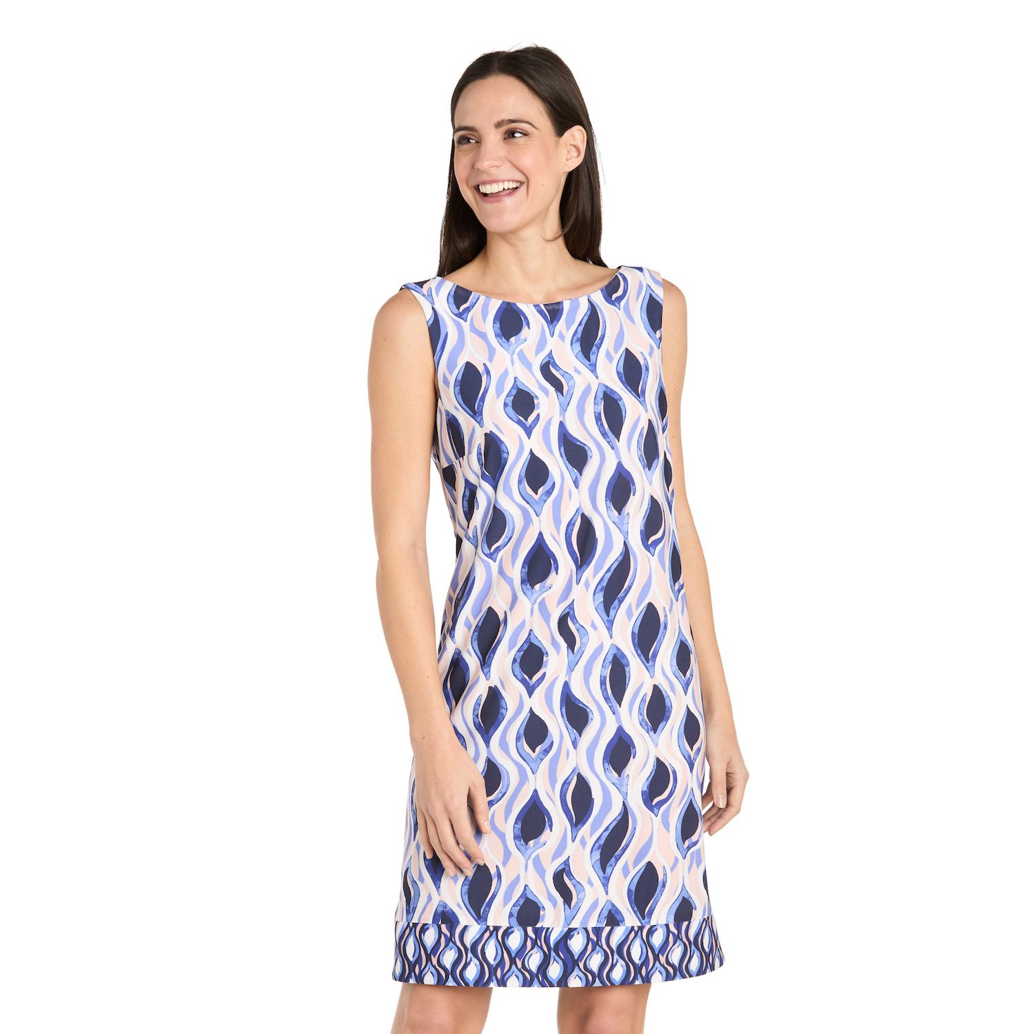 Женские платья R&M Richards Border Print Sleeveless A-Line Dress