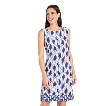 Women's R&M Richards Border Print Sleeveless A-Line Dress