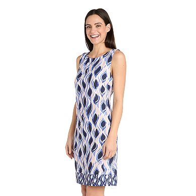 Women's R&M Richards Sleeveless A-Line Dress with Border Print