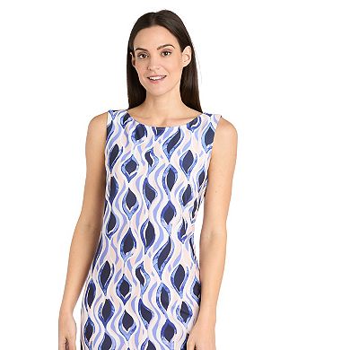 Women's R&M Richards Sleeveless A-Line Dress with Border Print