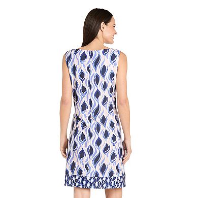 Women's R&M Richards Sleeveless A-Line Dress with Border Print