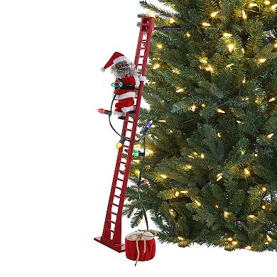 Mr Christmas 43-Inch Animated Ladder Climbing Santa Floor Decor