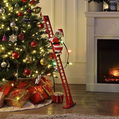 Mr Christmas 43-Inch Animated Ladder Climbing Santa Floor Decor