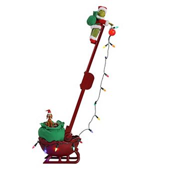 Mr Christmas Grinch's Animated Utility Sleigh 34.5 in Floor Decor