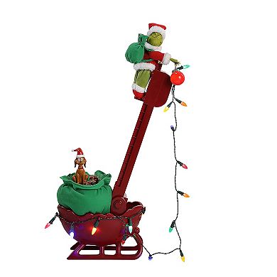 Mr Christmas Grinch's Animated Utility Sleigh 34.5 Inches Floor Decor